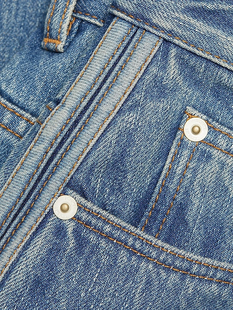 Washed Denim High-Rise Straight-Leg Jeans