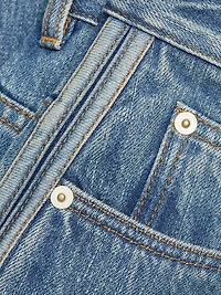 Washed Denim High-Rise Straight-Leg Jeans