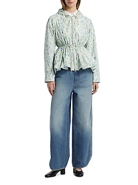 Washed Denim High-Rise Straight-Leg Jeans