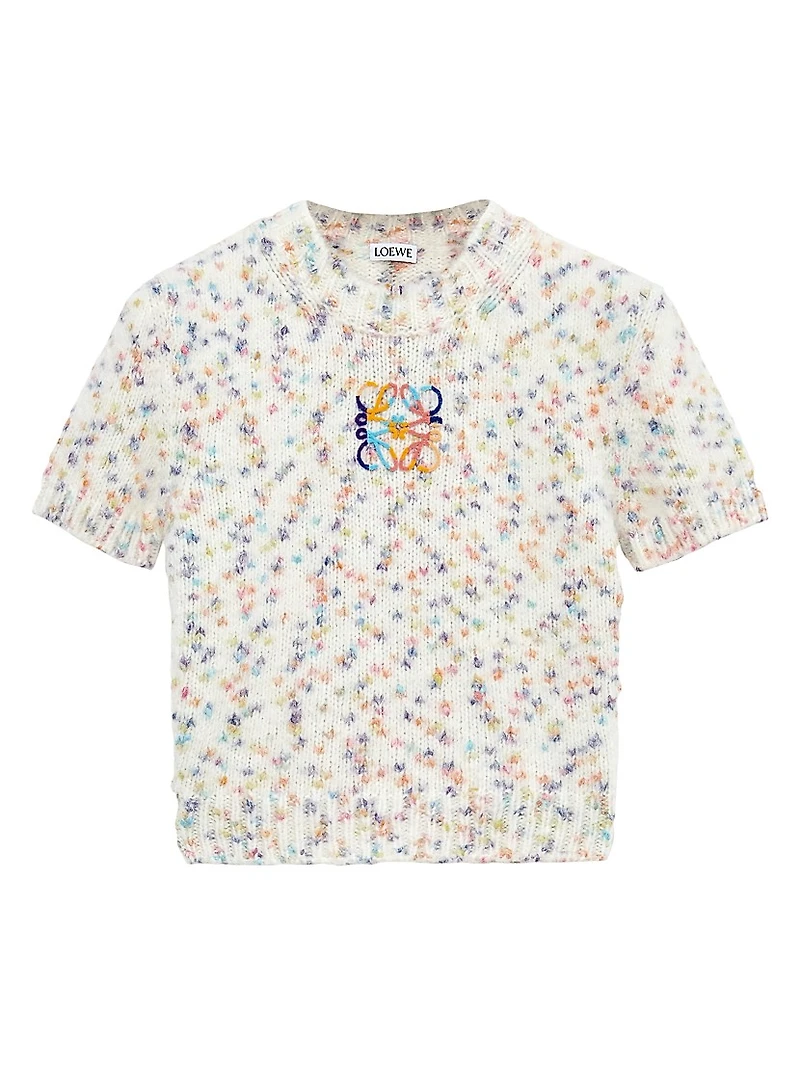 Logo Wool-Blend Short-Sleeve Sweater