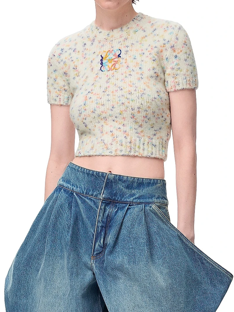 Logo Wool-Blend Short-Sleeve Sweater