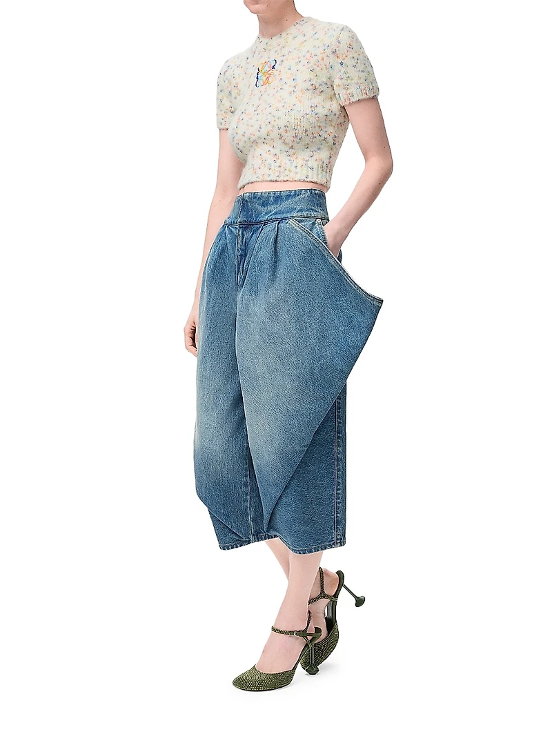 Logo Wool-Blend Short-Sleeve Sweater