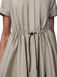 Drawstring-Waist Short-Sleeve Bubble Minidress
