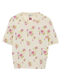 Floral Short-Sleeve Sweater