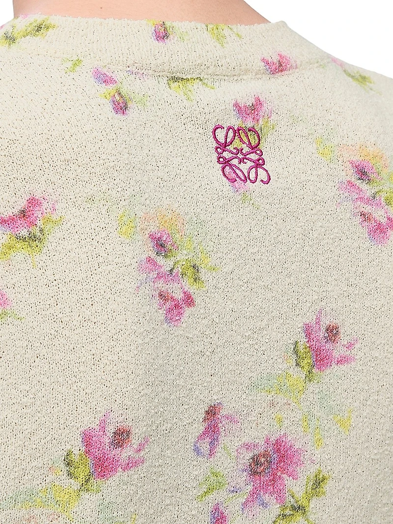 Floral Short-Sleeve Sweater