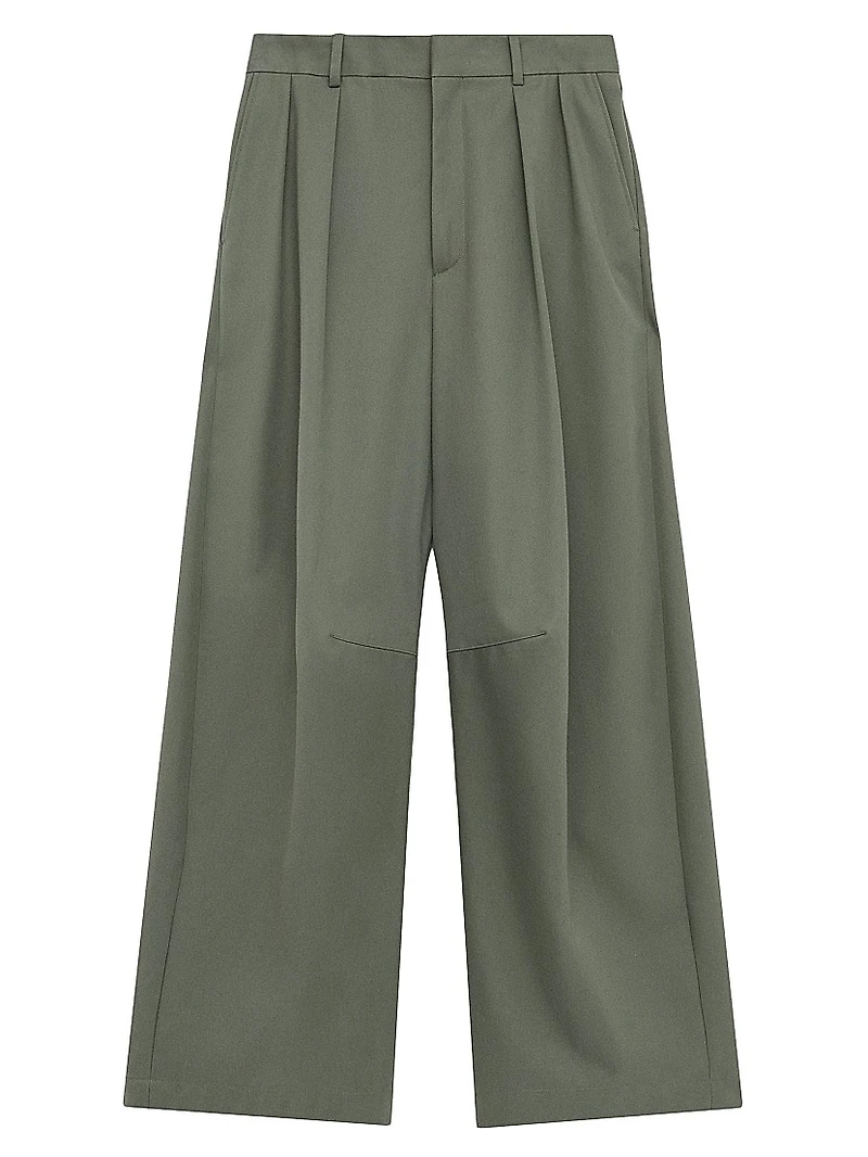 Cotton-Silk Barrel-Leg Trousers
