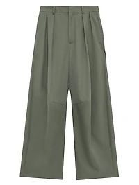 Cotton-Silk Barrel-Leg Trousers