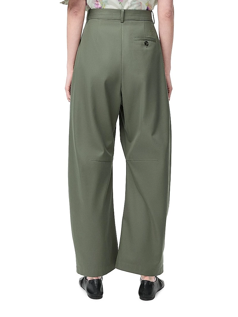 Cotton-Silk Barrel-Leg Trousers