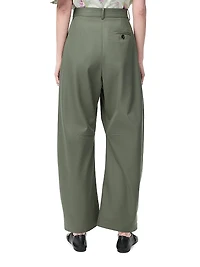 Cotton-Silk Barrel-Leg Trousers