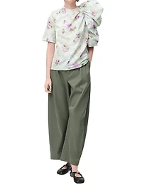 Cotton-Silk Barrel-Leg Trousers