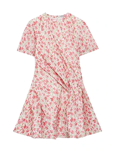 Twisted Floral Short-Sleeve Minidress
