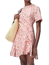 Twisted Floral Short-Sleeve Minidress