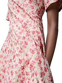 Twisted Floral Short-Sleeve Minidress