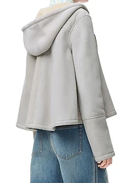 Shearling-Lined Leather Hooded Jacket