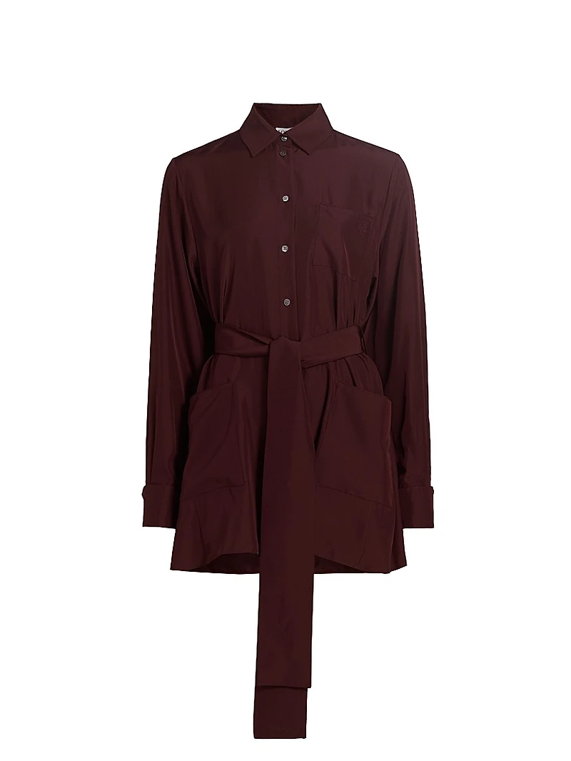 Belted Silk-Blend Blouse