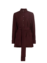 Belted Silk-Blend Blouse