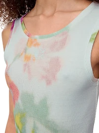 Floral Logo Embroidered Silk-Cotton Tank Maxi Dress