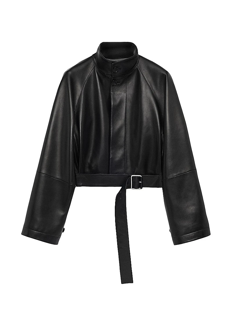 Leather Crop Trench Jacket