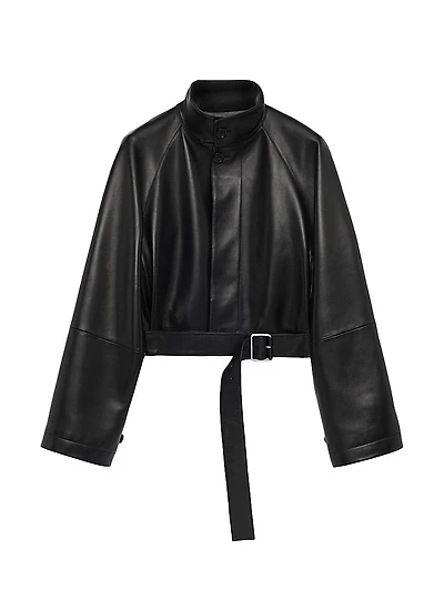 Leather Crop Trench Jacket