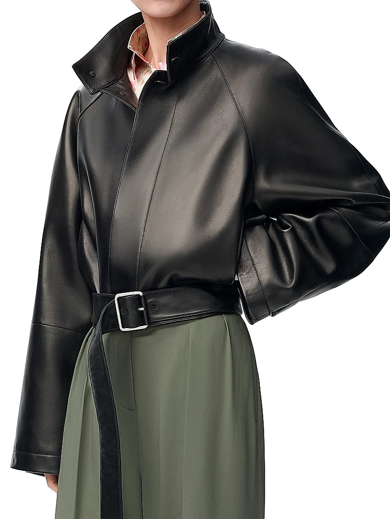 Leather Crop Trench Jacket