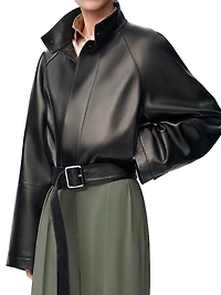 Leather Crop Trench Jacket