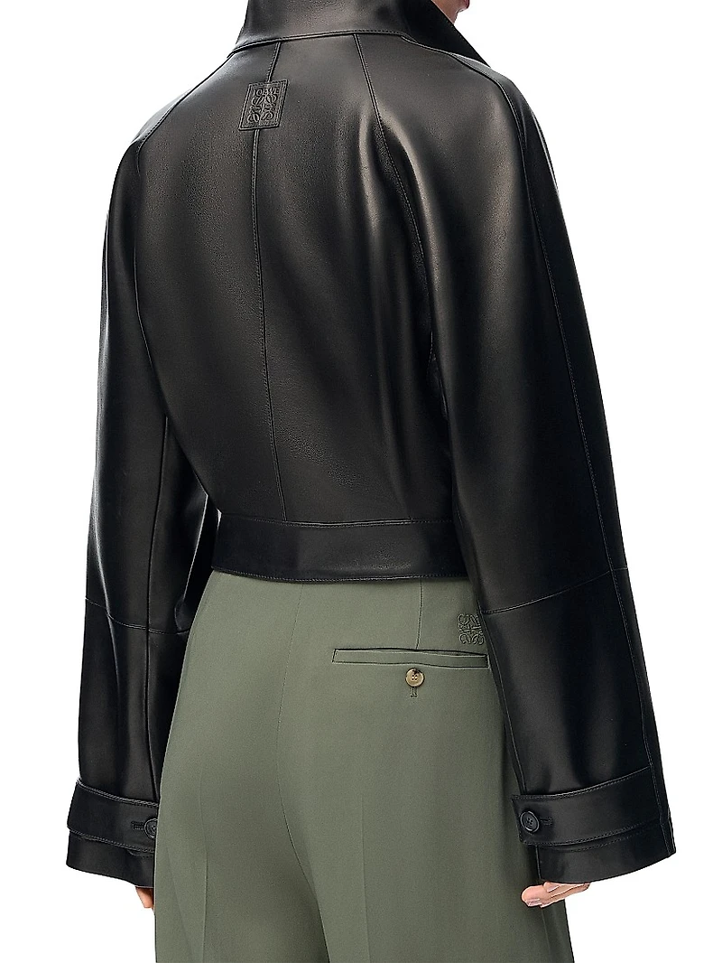 Leather Crop Trench Jacket