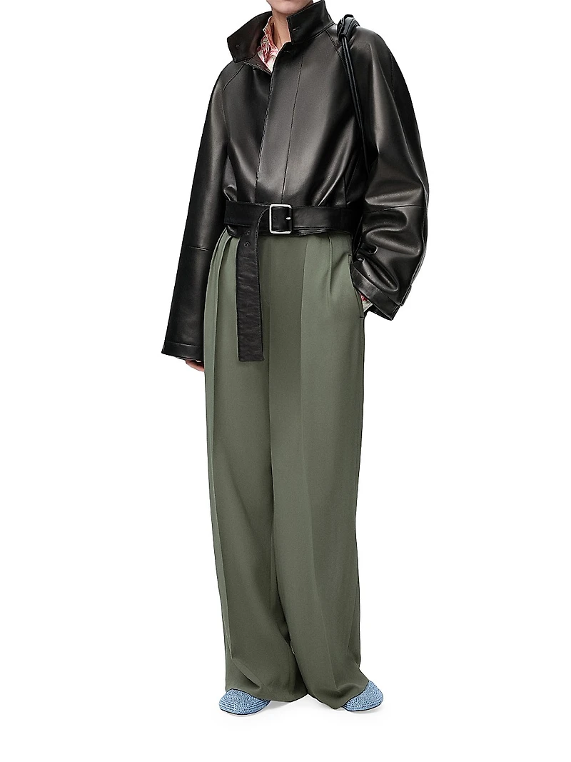 Leather Crop Trench Jacket