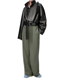 Leather Crop Trench Jacket