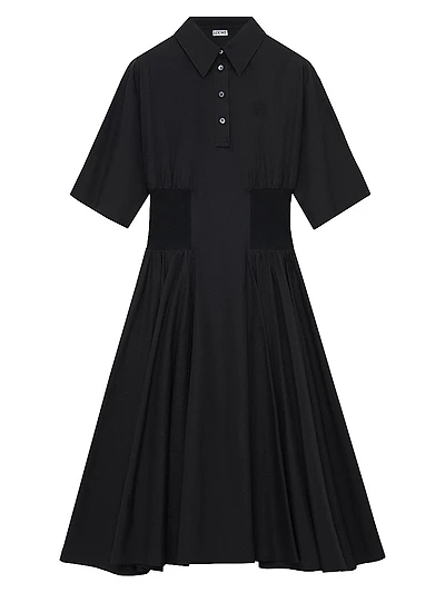 Logo-Embroidered Short-Sleeve Midi-Shirtdress