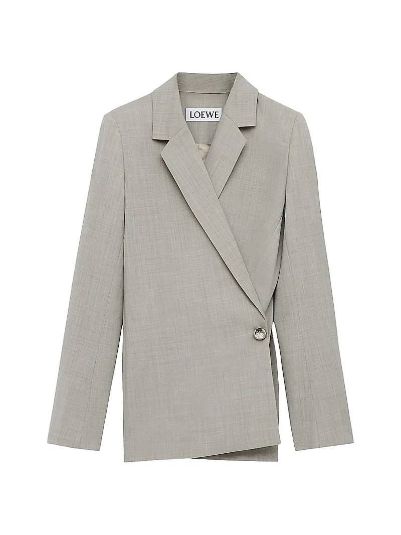 Wool-Blend Tailored Wrap Jacket