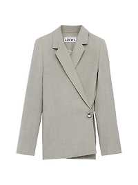 Wool-Blend Tailored Wrap Jacket