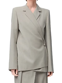 Wool-Blend Tailored Wrap Jacket
