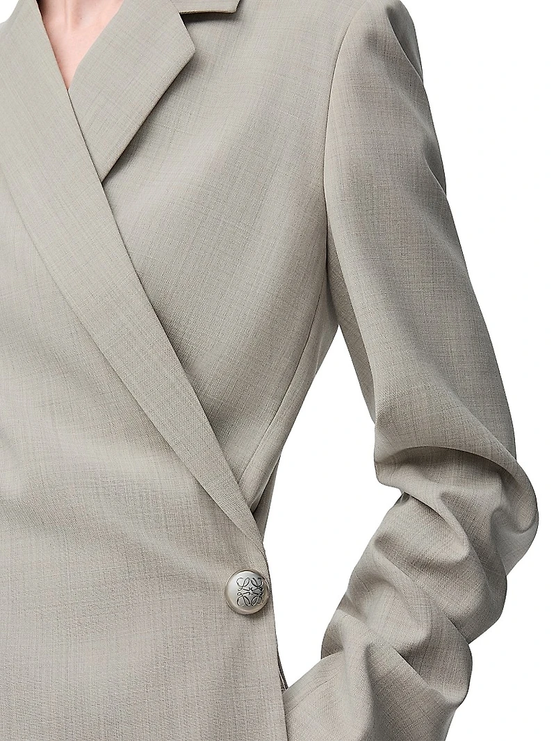 Wool-Blend Tailored Wrap Jacket