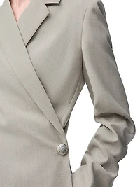 Wool-Blend Tailored Wrap Jacket