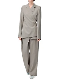 Wool-Blend Tailored Wrap Jacket