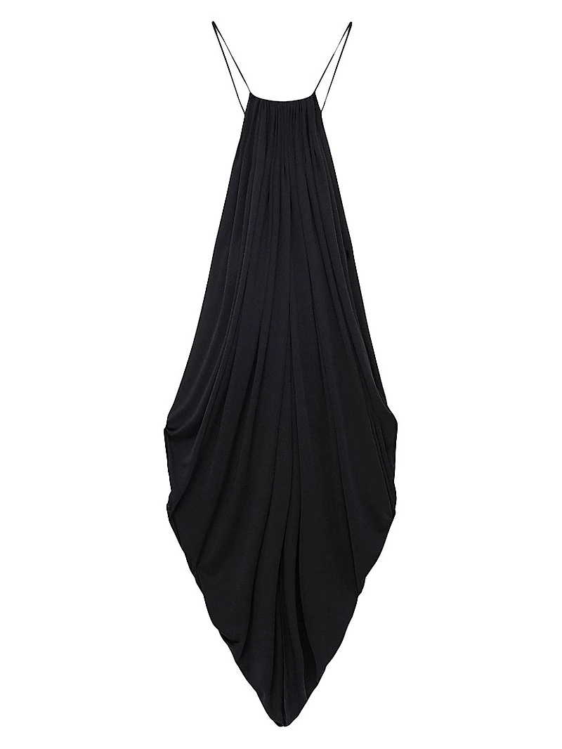 Draped Silk-Blend Maxi Dress