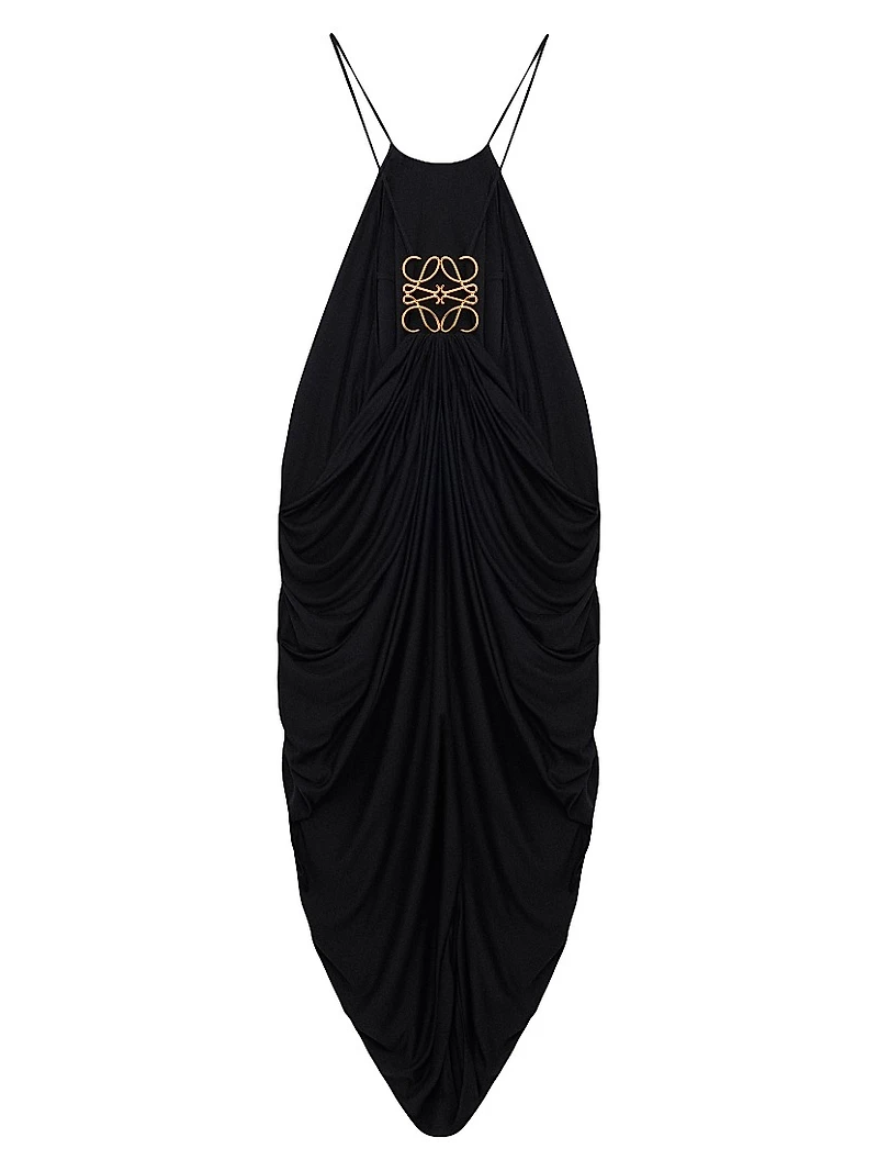 Draped Silk-Blend Maxi Dress