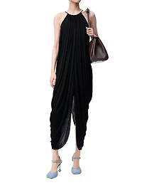 Draped Silk-Blend Maxi Dress
