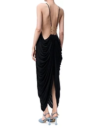 Draped Silk-Blend Maxi Dress