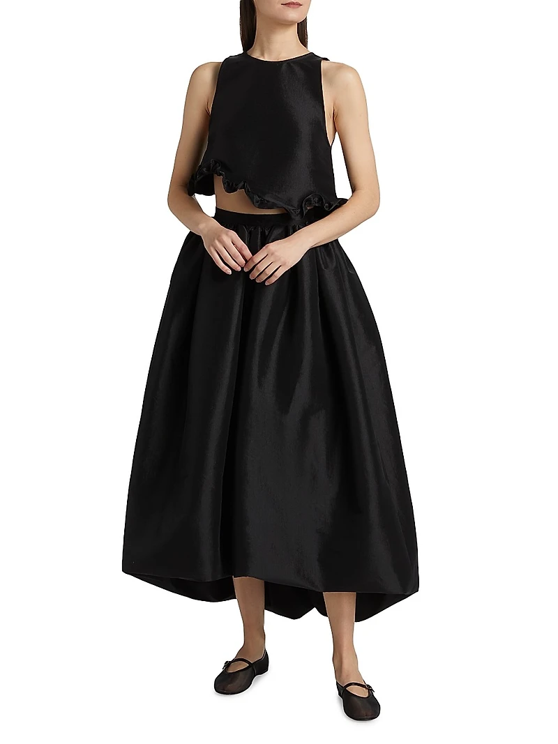 Nina Taffeta Midi-Skirt