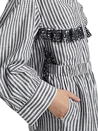 Momoyo Lace-Trim Striped Cotton Shirt