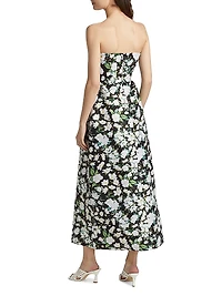 Rose Floral Taffeta Midi-Dress