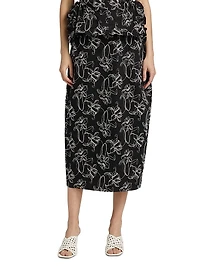 Toshiko Floral-Embroidered Cotton Midi-Skirt