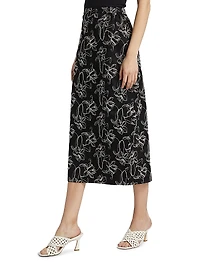 Toshiko Floral-Embroidered Cotton Midi-Skirt