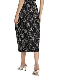 Toshiko Floral-Embroidered Cotton Midi-Skirt