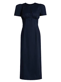 Sygne Ruched Stretch-Cotton Crewneck Midi-Dress