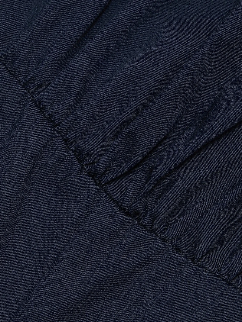 Sygne Ruched Stretch-Cotton Crewneck Midi-Dress