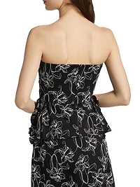 Tasha Floral-Embroidered Cotton Bustier Top