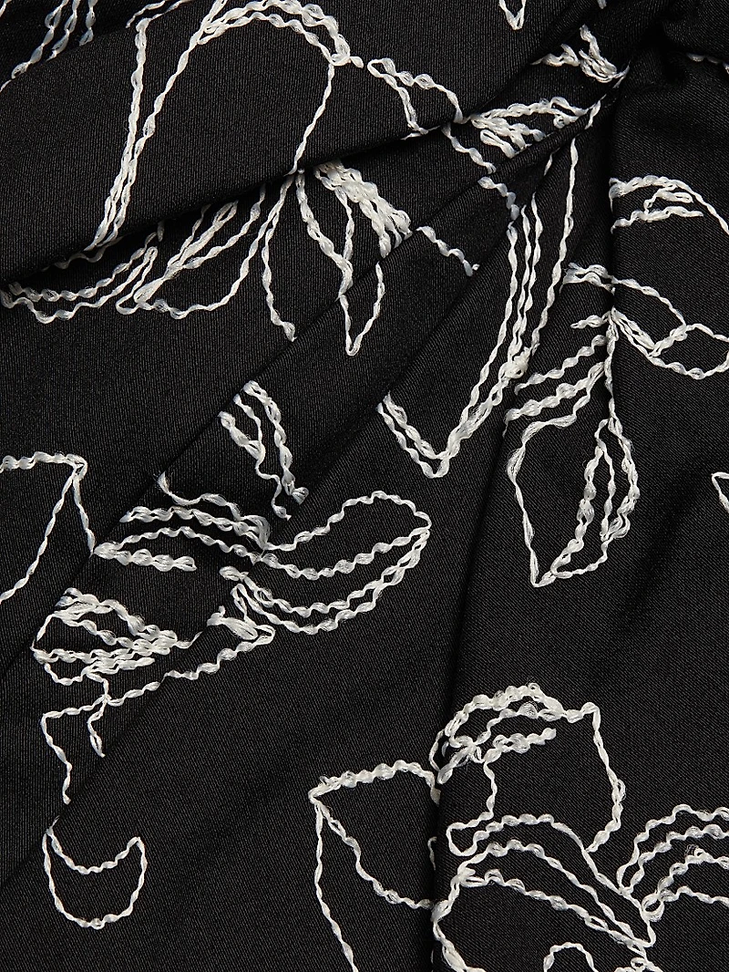 Tasha Floral-Embroidered Cotton Bustier Top