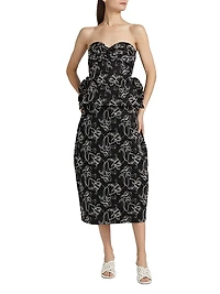 Tasha Floral-Embroidered Cotton Bustier Top